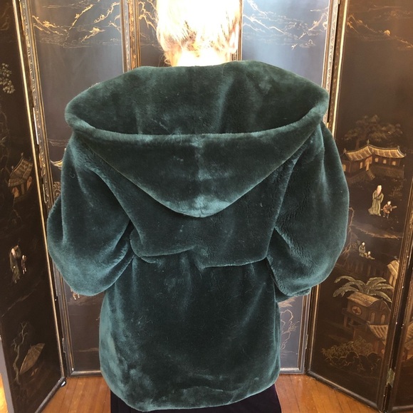 J Percy for Marvin Richards, forest green, faux fur coat. Size medium - Picture 1 of 9